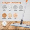 imageSuperio Miracle Mop Set Kitchen and Bath Cleaning Set with Velcro Mop Head Microfiber Mopping Pad with Telescopic Handle for Hardwood Floors Ceramic Vinyl Laminate Linoleum and More2 Refills