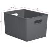 imageSuperio Ribbed Collection  Decorative Plastic Lidded Home Storage Bins Organizer Baskets Medium Grey 1 Pack  5 Liter Stackable Container Box for Organizing Closet Shelves Drawer ShelfXLarge 22 Liter