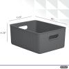imageSuperio Ribbed Collection  Decorative Plastic Lidded Home Storage Bins Organizer Baskets Medium Grey 1 Pack  5 Liter Stackable Container Box for Organizing Closet Shelves Drawer ShelfLarge 15 Liter