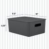imageSuperio Ribbed Collection  Decorative Plastic Lidded Home Storage Bins Organizer Baskets Medium Grey 1 Pack  5 Liter Stackable Container Box for Organizing Closet Shelves Drawer ShelfLarge 15 Liter