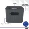imageSuperio Ribbed Collection  Decorative Plastic Lidded Home Storage Bins Organizer Baskets Medium Grey 1 Pack  5 Liter Stackable Container Box for Organizing Closet Shelves Drawer ShelfMedium 5 Liter
