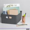 imageSuperio Ribbed Collection  Decorative Plastic Lidded Home Storage Bins Organizer Baskets Medium Grey 1 Pack  5 Liter Stackable Container Box for Organizing Closet Shelves Drawer ShelfLarge 15 Liter