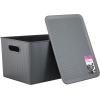imageSuperio Ribbed Collection  Decorative Plastic Lidded Home Storage Bins Organizer Baskets Medium Grey 1 Pack  5 Liter Stackable Container Box for Organizing Closet Shelves Drawer ShelfXLarge 22 Liter