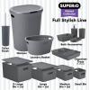 imageSuperio Ribbed Collection  Decorative Plastic Lidded Home Storage Bins Organizer Baskets Medium Grey 1 Pack  5 Liter Stackable Container Box for Organizing Closet Shelves Drawer ShelfMedium 5 Liter