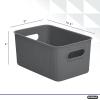 imageSuperio Ribbed Collection  Decorative Plastic Lidded Home Storage Bins Organizer Baskets Medium Grey 1 Pack  5 Liter Stackable Container Box for Organizing Closet Shelves Drawer ShelfMedium 5 Liter