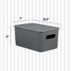 imageSuperio Ribbed Collection  Decorative Plastic Lidded Home Storage Bins Organizer Baskets Medium Grey 1 Pack  5 Liter Stackable Container Box for Organizing Closet Shelves Drawer ShelfMedium 5 Liter