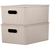 imageSuperio Ribbed Collection  Decorative Plastic Lidded Home Storage Bins Organizer Baskets XLarge Taupe 1 Pack  22 Liter Stackable Container Box for Organizing Closet Shelves Drawer ShelfLarge 15 Liter