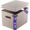 imageSuperio Ribbed Collection  Decorative Plastic Lidded Home Storage Bins Organizer Baskets XLarge Taupe 1 Pack  22 Liter Stackable Container Box for Organizing Closet Shelves Drawer ShelfXLarge 22 Liter