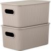 imageSuperio Ribbed Collection  Decorative Plastic Lidded Home Storage Bins Organizer Baskets XLarge Taupe 1 Pack  22 Liter Stackable Container Box for Organizing Closet Shelves Drawer ShelfMedium 5 Liter