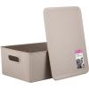 imageSuperio Ribbed Collection  Decorative Plastic Lidded Home Storage Bins Organizer Baskets XLarge Taupe 1 Pack  22 Liter Stackable Container Box for Organizing Closet Shelves Drawer ShelfLarge 15 Liter