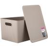 imageSuperio Ribbed Collection  Decorative Plastic Lidded Home Storage Bins Organizer Baskets XLarge Taupe 1 Pack  22 Liter Stackable Container Box for Organizing Closet Shelves Drawer ShelfXLarge 22 Liter