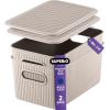 imageSuperio Ribbed Collection  Decorative Plastic Lidded Home Storage Bins Organizer Baskets XLarge Taupe 1 Pack  22 Liter Stackable Container Box for Organizing Closet Shelves Drawer ShelfMedium 5 Liter