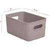 imageSuperio Ribbed Collection  Decorative Plastic Lidded Home Storage Bins Organizer Baskets XLarge Taupe 1 Pack  22 Liter Stackable Container Box for Organizing Closet Shelves Drawer ShelfMedium 5 Liter