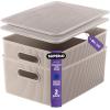 imageSuperio Ribbed Collection  Decorative Plastic Lidded Home Storage Bins Organizer Baskets XLarge Taupe 1 Pack  22 Liter Stackable Container Box for Organizing Closet Shelves Drawer ShelfLarge 15 Liter