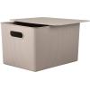 imageSuperio Ribbed Collection  Decorative Plastic Lidded Home Storage Bins Organizer Baskets XLarge Taupe 1 Pack  22 Liter Stackable Container Box for Organizing Closet Shelves Drawer ShelfXLarge 22 Liter