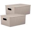 imageSuperio Ribbed Collection  Decorative Plastic Lidded Home Storage Bins Organizer Baskets XLarge Taupe 1 Pack  22 Liter Stackable Container Box for Organizing Closet Shelves Drawer ShelfLarge 15 Liter