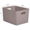 imageSuperio Ribbed Collection  Decorative Plastic Lidded Home Storage Bins Organizer Baskets XLarge Taupe 1 Pack  22 Liter Stackable Container Box for Organizing Closet Shelves Drawer ShelfXLarge 22 Liter