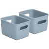 imageSuperio Ribbed Collection  Decorative Plastic Open Home Storage Bins Organizer Baskets XLarge Blue 2 Pack Container Boxes for Organizing Closet Shelves Drawer Shelf 22 Liter23 QuartBin  Small 15 Liter