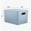 imageSuperio Ribbed Collection  Decorative Plastic Open Home Storage Bins Organizer Baskets XLarge Blue 2 Pack Container Boxes for Organizing Closet Shelves Drawer Shelf 22 Liter23 QuartBin with Lid Extra Large 22 Liter