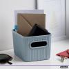 imageSuperio Ribbed Collection  Decorative Plastic Open Home Storage Bins Organizer Baskets XLarge Blue 2 Pack Container Boxes for Organizing Closet Shelves Drawer Shelf 22 Liter23 QuartBin  Small 15 Liter
