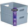 imageSuperio Ribbed Collection  Decorative Plastic Open Home Storage Bins Organizer Baskets XLarge Blue 2 Pack Container Boxes for Organizing Closet Shelves Drawer Shelf 22 Liter23 QuartBin  Large 15 Liter