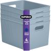 imageSuperio Ribbed Collection  Decorative Plastic Open Home Storage Bins Organizer Baskets XLarge Blue 2 Pack Container Boxes for Organizing Closet Shelves Drawer Shelf 22 Liter23 QuartBin  Extra Large 22 Liter