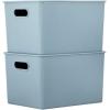 imageSuperio Ribbed Collection  Decorative Plastic Open Home Storage Bins Organizer Baskets XLarge Blue 2 Pack Container Boxes for Organizing Closet Shelves Drawer Shelf 22 Liter23 QuartBin with Lid Extra Large 22 Liter