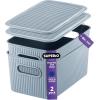 imageSuperio Ribbed Collection  Decorative Plastic Open Home Storage Bins Organizer Baskets XLarge Blue 2 Pack Container Boxes for Organizing Closet Shelves Drawer Shelf 22 Liter23 QuartBin with Lid Medium 5 Liter
