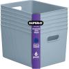imageSuperio Ribbed Collection  Decorative Plastic Open Home Storage Bins Organizer Baskets XLarge Blue 2 Pack Container Boxes for Organizing Closet Shelves Drawer Shelf 22 Liter23 QuartBin  Extra Large 22 Liter