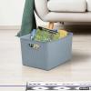 imageSuperio Ribbed Collection  Decorative Plastic Open Home Storage Bins Organizer Baskets XLarge Blue 2 Pack Container Boxes for Organizing Closet Shelves Drawer Shelf 22 Liter23 QuartBin with Lid Extra Large 22 Liter