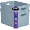 imageSuperio Ribbed Collection  Decorative Plastic Open Home Storage Bins Organizer Baskets XLarge Blue 2 Pack Container Boxes for Organizing Closet Shelves Drawer Shelf 22 Liter23 QuartBin  Extra Large 22 Liter