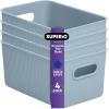 imageSuperio Ribbed Collection  Decorative Plastic Open Home Storage Bins Organizer Baskets XLarge Blue 2 Pack Container Boxes for Organizing Closet Shelves Drawer Shelf 22 Liter23 QuartBin  Medium 5 Liter