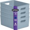 imageSuperio Ribbed Collection  Decorative Plastic Open Home Storage Bins Organizer Baskets XLarge Blue 2 Pack Container Boxes for Organizing Closet Shelves Drawer Shelf 22 Liter23 QuartBin  Large 15 Liter