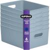 imageSuperio Ribbed Collection  Decorative Plastic Open Home Storage Bins Organizer Baskets XLarge Blue 2 Pack Container Boxes for Organizing Closet Shelves Drawer Shelf 22 Liter23 QuartBin  Large 15 Liter
