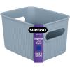 imageSuperio Ribbed Collection  Decorative Plastic Open Home Storage Bins Organizer Baskets XLarge Blue 2 Pack Container Boxes for Organizing Closet Shelves Drawer Shelf 22 Liter23 QuartBin  Small 15 Liter
