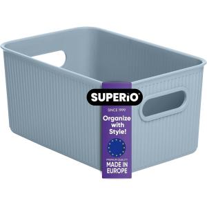 imageSuperio Ribbed Collection  Decorative Plastic Open Home Storage Bins Organizer Baskets XLarge Blue 2 Pack Container Boxes for Organizing Closet Shelves Drawer Shelf 22 Liter23 QuartBin  Medium 5 Liter