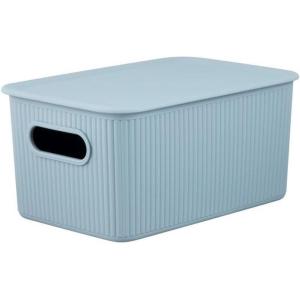 imageSuperio Ribbed Collection  Decorative Plastic Open Home Storage Bins Organizer Baskets XLarge Blue 2 Pack Container Boxes for Organizing Closet Shelves Drawer Shelf 22 Liter23 QuartBin with Lid Medium 5 Liter