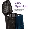 image2 pack Corner Laundry Hamper Baskets with Lid 50 Liter  Brown Wicker Hamper Durable Lightweight Bin with Cutout Handles  Storage Dirty Cloths Curved Shape Design Fits Bathroom