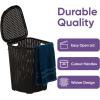 image2 pack Corner Laundry Hamper Baskets with Lid 50 Liter  Brown Wicker Hamper Durable Lightweight Bin with Cutout Handles  Storage Dirty Cloths Curved Shape Design Fits Bathroom