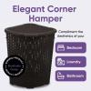 image2 pack Corner Laundry Hamper Baskets with Lid 50 Liter  Brown Wicker Hamper Durable Lightweight Bin with Cutout Handles  Storage Dirty Cloths Curved Shape Design Fits Bathroom