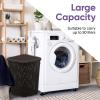 imageCorner Laundry Hamper Basket with Lid 50 Liter  Brown Wicker Hamper Durable Lightweight Bin with Cutout Handles  Storage Dirty Cloths Curved Shape Design Fits Bathroom Door Closet By Superio