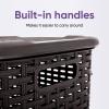 imageCorner Laundry Hamper Basket with Lid 50 Liter  Brown Wicker Hamper Durable Lightweight Bin with Cutout Handles  Storage Dirty Cloths Curved Shape Design Fits Bathroom Door Closet By Superio