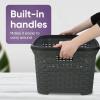 imageDesigned Laundry Basket Plastic 2 Pack Storage Hamper Basket Brown Cloths Basket Organizer with Cutout Handles Space Saving for Laundry Room Bedroom Bathroom Wicker Design 50 LiterGrey
