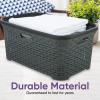imageDesigned Laundry Basket Plastic 2 Pack Storage Hamper Basket Brown Cloths Basket Organizer with Cutout Handles Space Saving for Laundry Room Bedroom Bathroom Wicker Design 50 LiterGrey