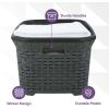 imageDesigned Laundry Basket Plastic 2 Pack Storage Hamper Basket Brown Cloths Basket Organizer with Cutout Handles Space Saving for Laundry Room Bedroom Bathroom Wicker Design 50 LiterGrey