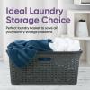 imageDesigned Laundry Basket Plastic 2 Pack Storage Hamper Basket Brown Cloths Basket Organizer with Cutout Handles Space Saving for Laundry Room Bedroom Bathroom Wicker Design 50 LiterGrey