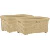 imageDesigned Laundry Basket Plastic 2 Pack Storage Hamper Basket Brown Cloths Basket Organizer with Cutout Handles Space Saving for Laundry Room Bedroom Bathroom Wicker Design 50 LiterBeige