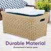 imageDesigned Laundry Basket Plastic 2 Pack Storage Hamper Basket Brown Cloths Basket Organizer with Cutout Handles Space Saving for Laundry Room Bedroom Bathroom Wicker Design 50 LiterBeige