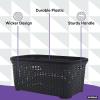imageDesigned Laundry Basket Plastic 2 Pack Storage Hamper Basket Brown Cloths Basket Organizer with Cutout Handles Space Saving for Laundry Room Bedroom Bathroom Wicker Design 50 LiterGray