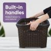imageDesigned Laundry Basket Plastic 2 Pack Storage Hamper Basket Brown Cloths Basket Organizer with Cutout Handles Space Saving for Laundry Room Bedroom Bathroom Wicker Design 50 LiterBrown